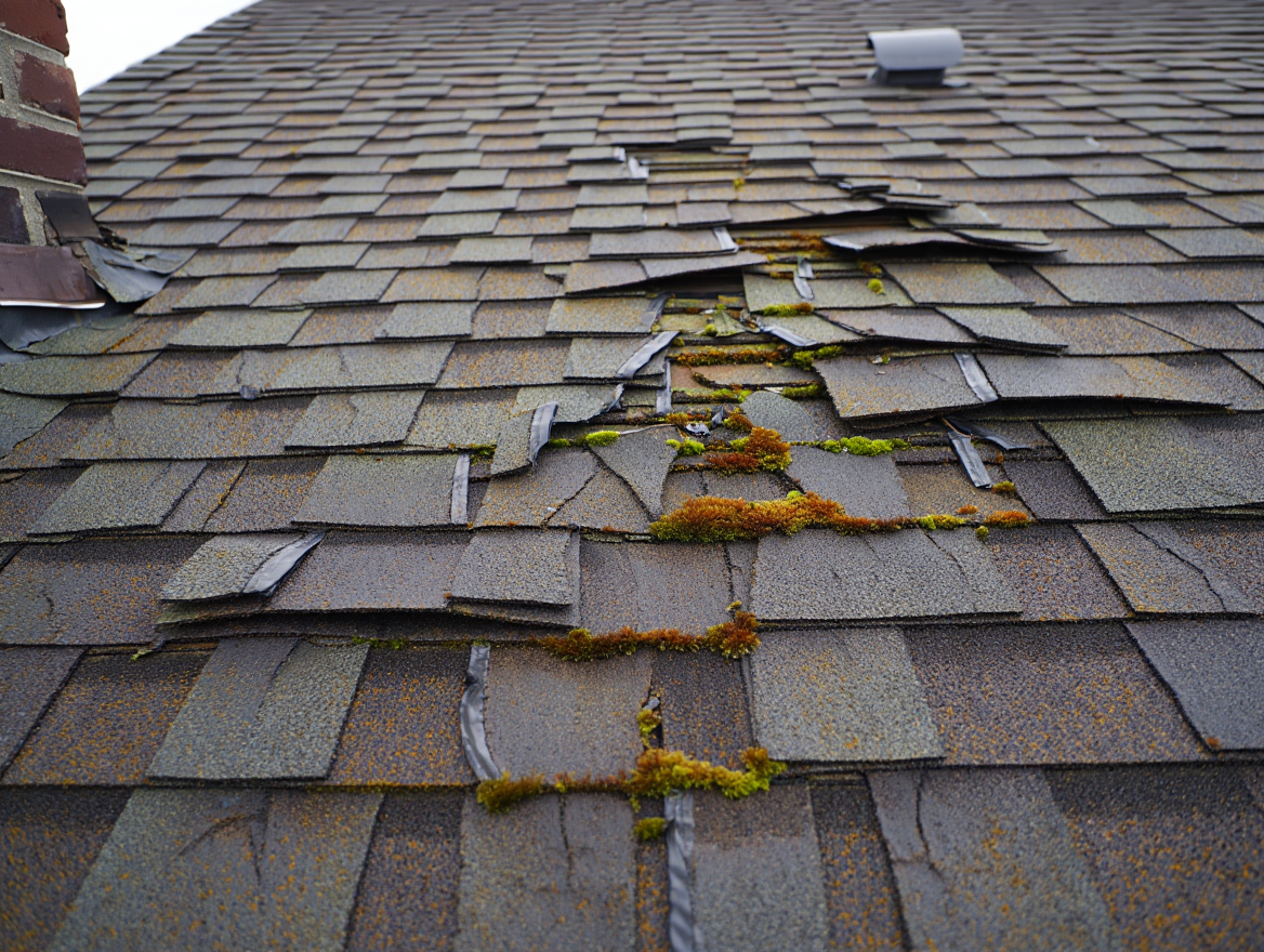 Aging asphalt shingles